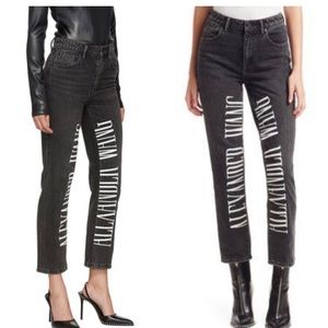Alexander Wang T CULT WANG LOGO JEANS IN BLACK AGED